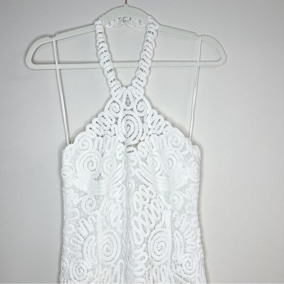 Jonathan Simkhai White Alisa Lace Fringe Halter Bridal Midi Dress Size 6 - Picture 5 of 14